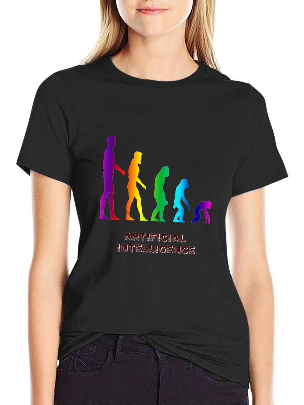 AI Evolution Rainbow Graphic T-Shirt