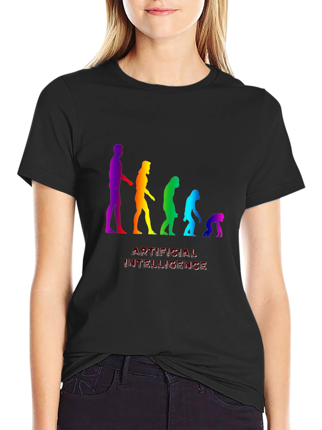 AI Evolution Rainbow Graphic T-Shirt