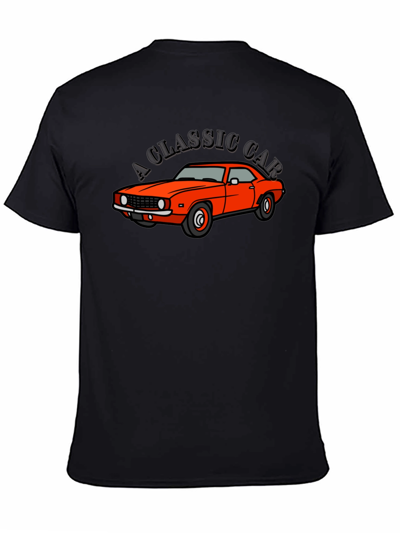 Classic Car Graphic Tee - Black Cotton T-Shirt