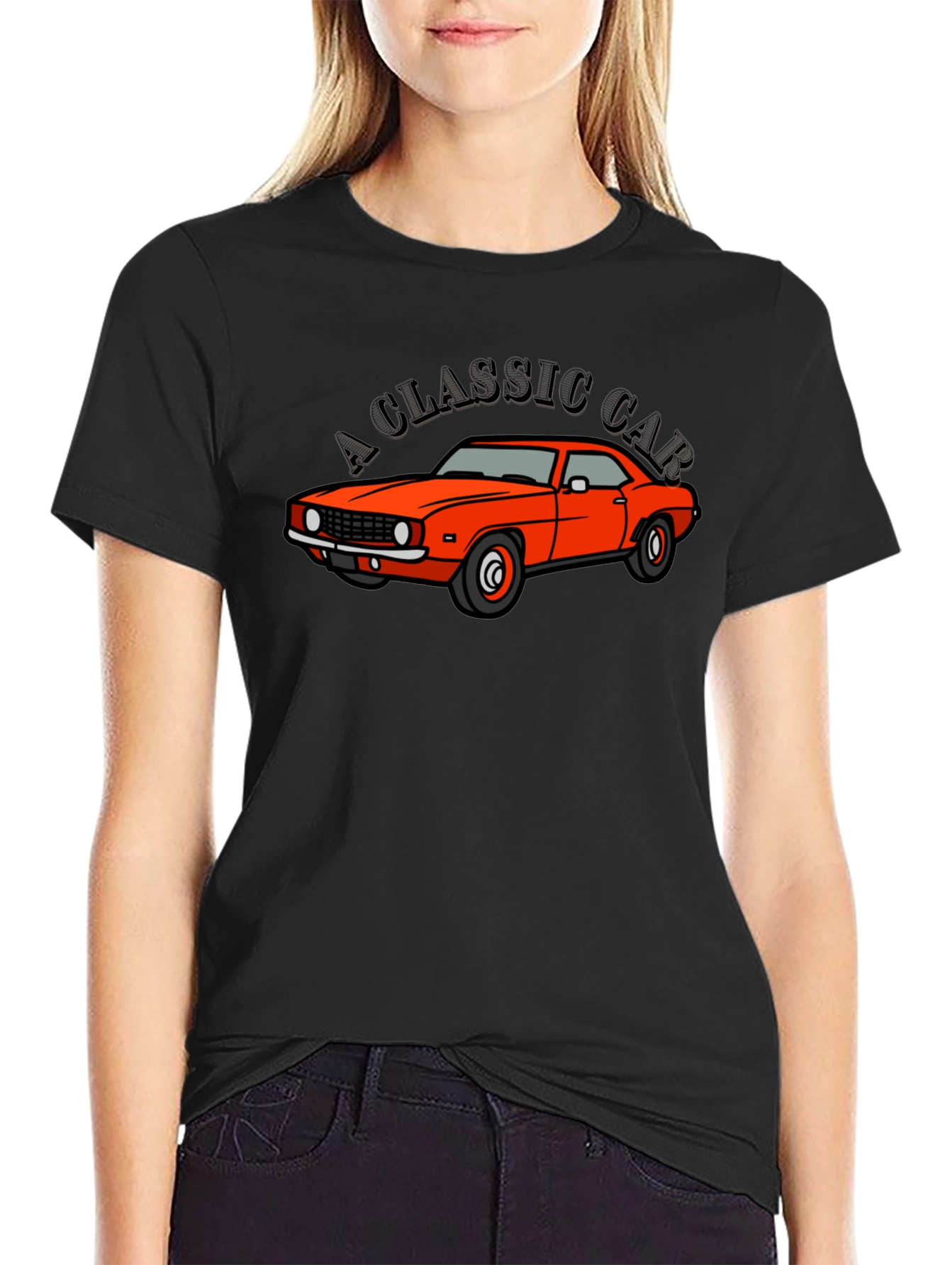 Classic Car Graphic Tee - Black Cotton T-Shirt