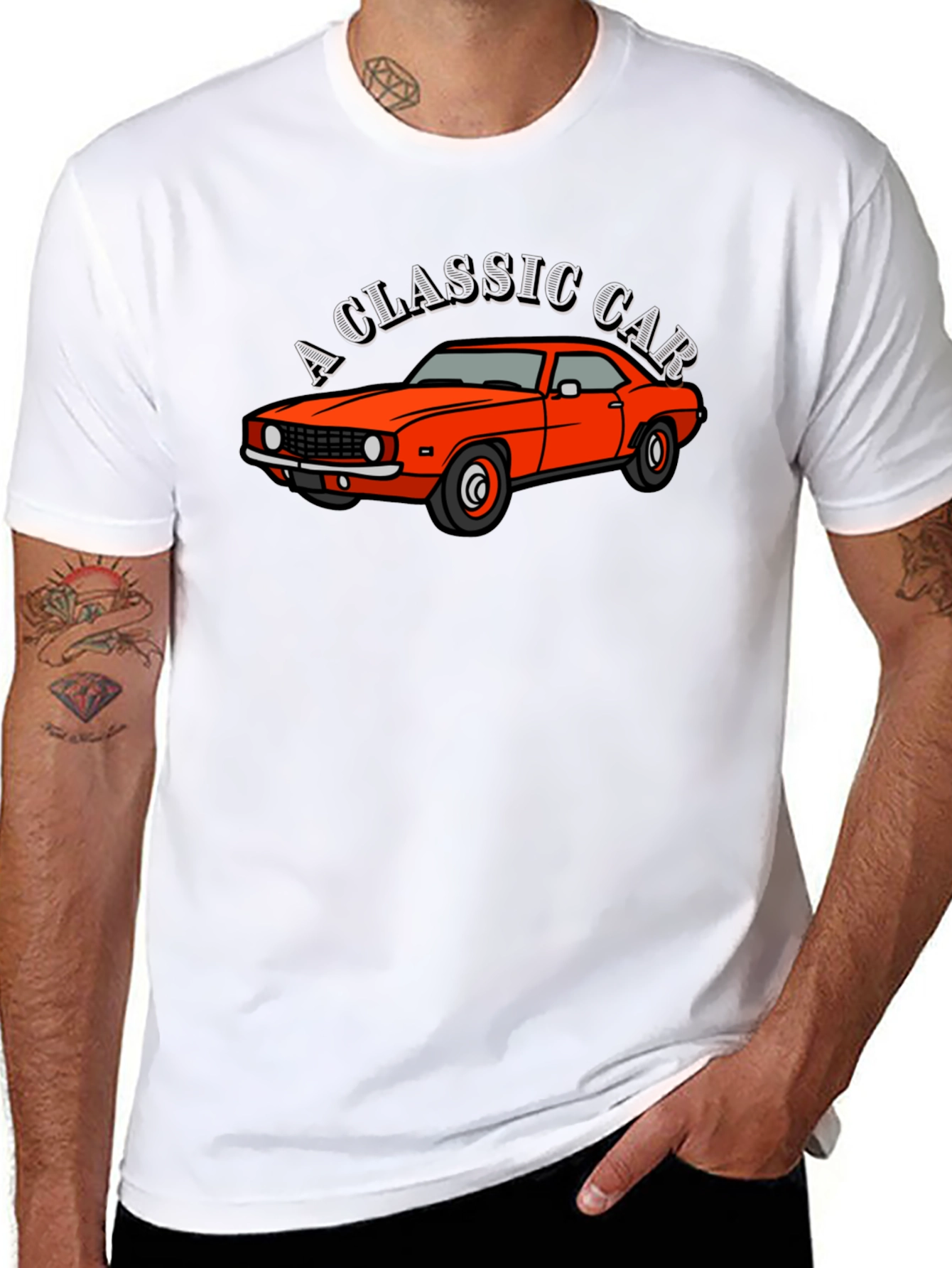 Classic Car Graphic Tee - Black Cotton T-Shirt