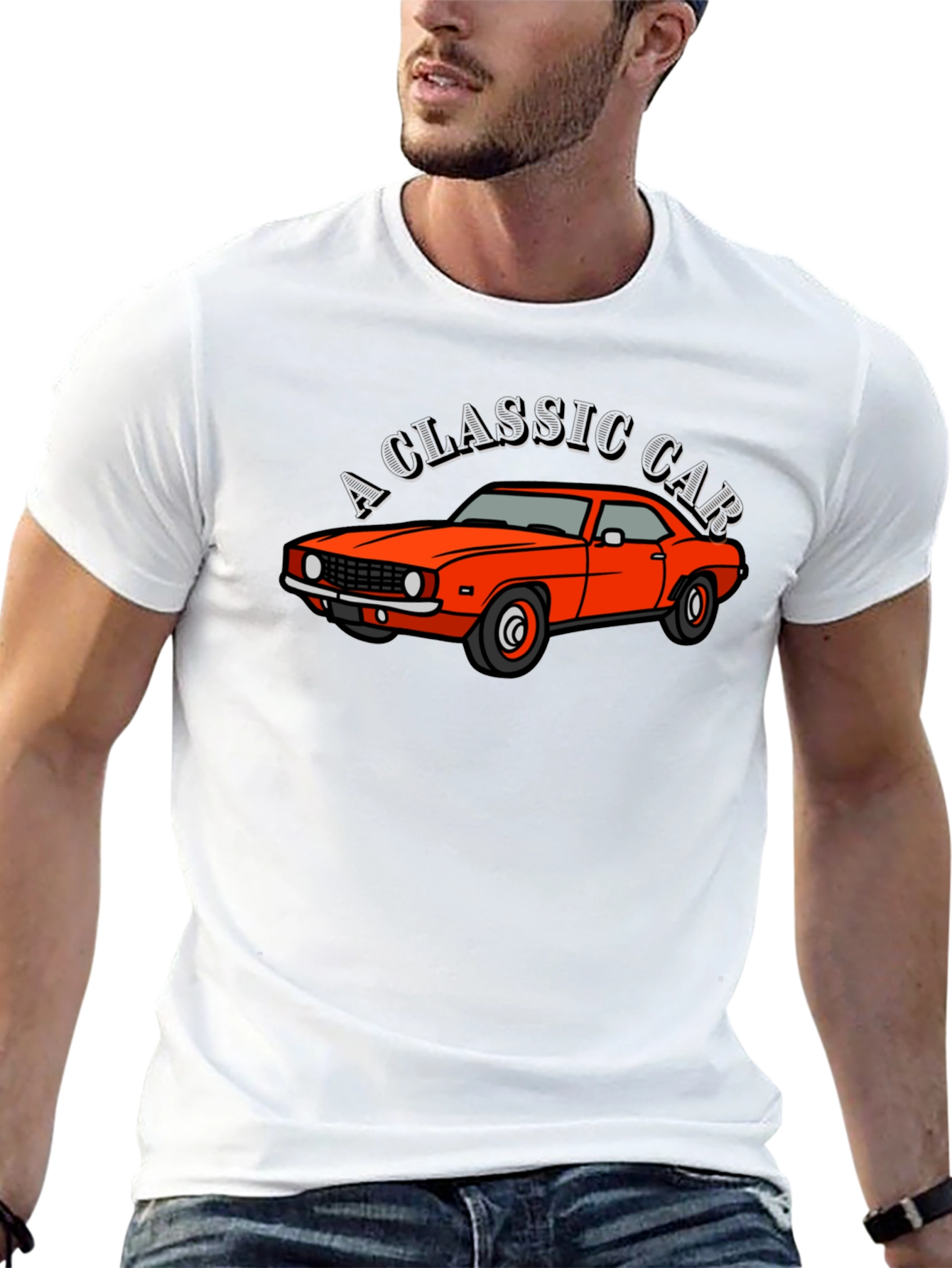 Classic Car Graphic Tee - Black Cotton T-Shirt
