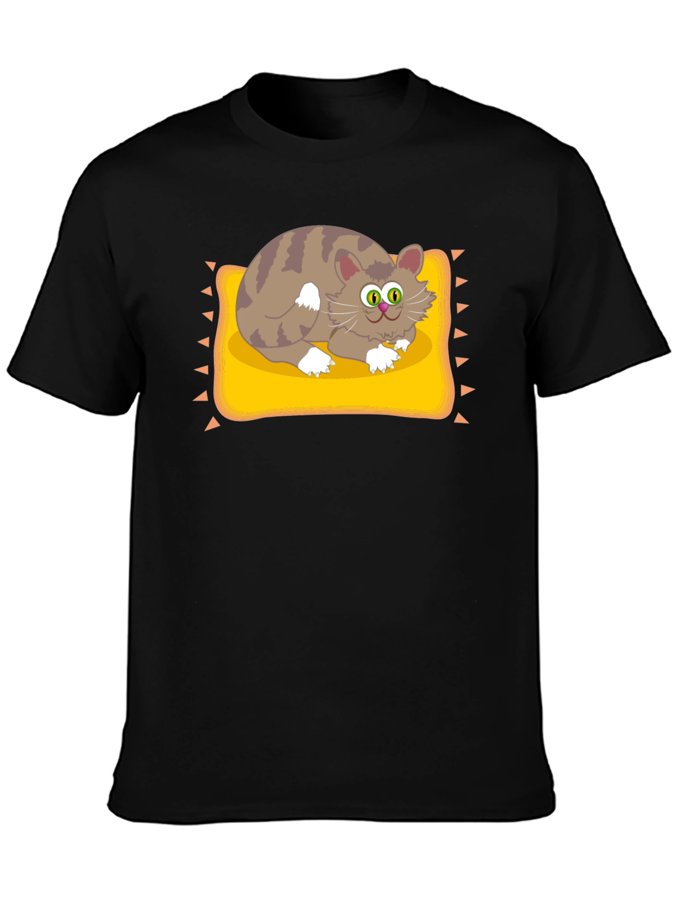 Cat on Pillow Graphic Tee - Fun Novelty T-Shirt