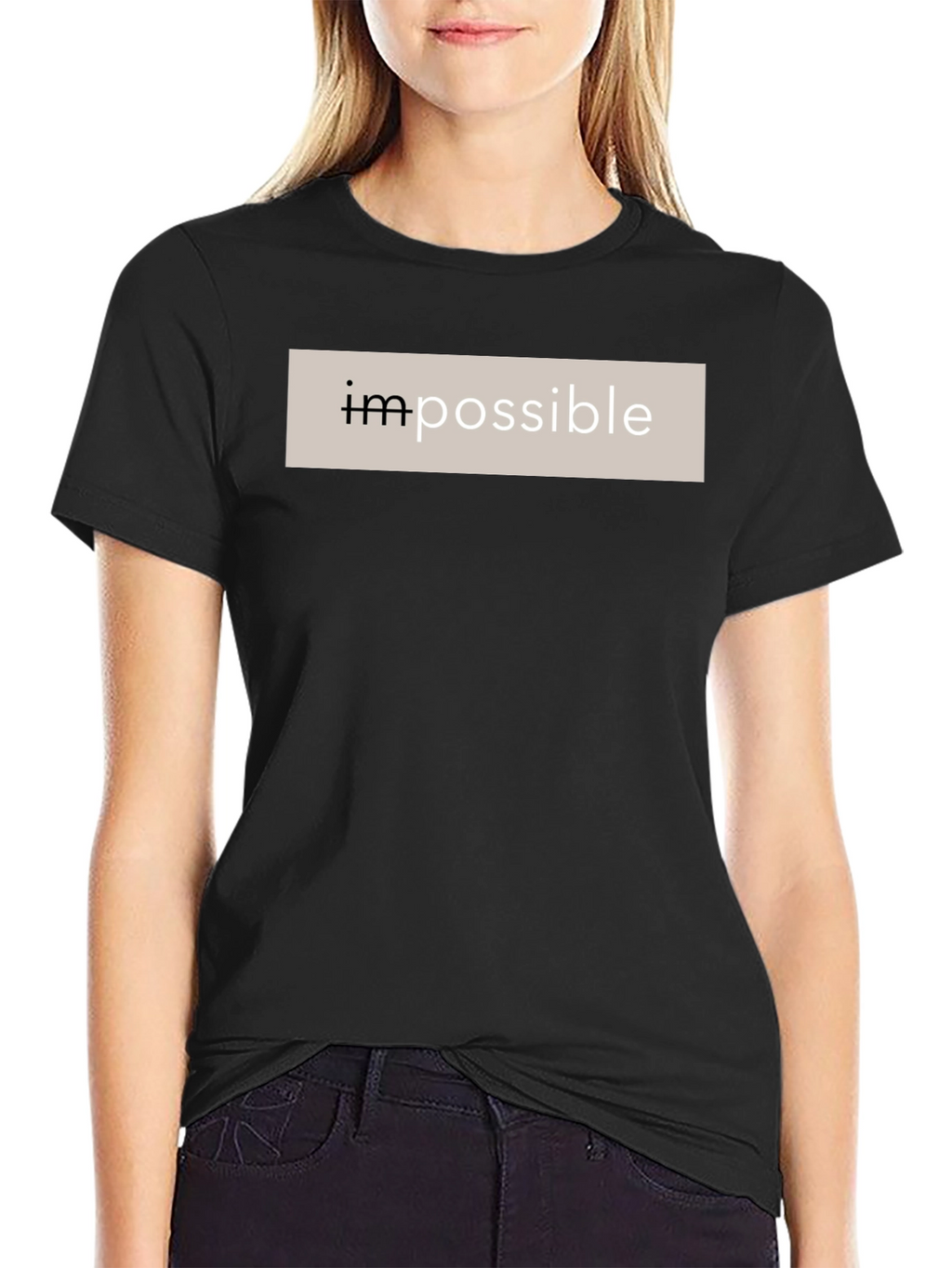 Impossible Black Cotton Graphic Tee