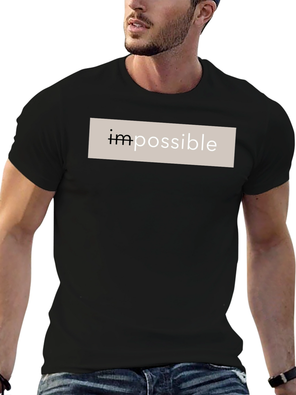 Impossible Black Cotton Graphic Tee