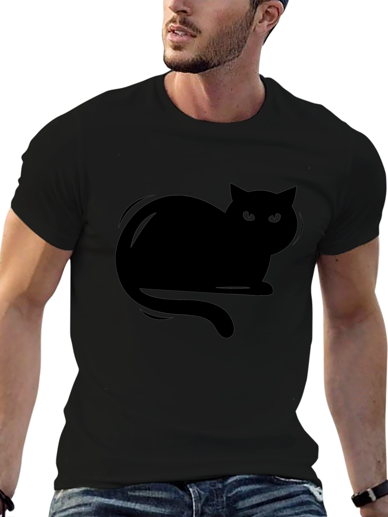 Black Cat Graphic T-Shirt - Mens Casual Tee