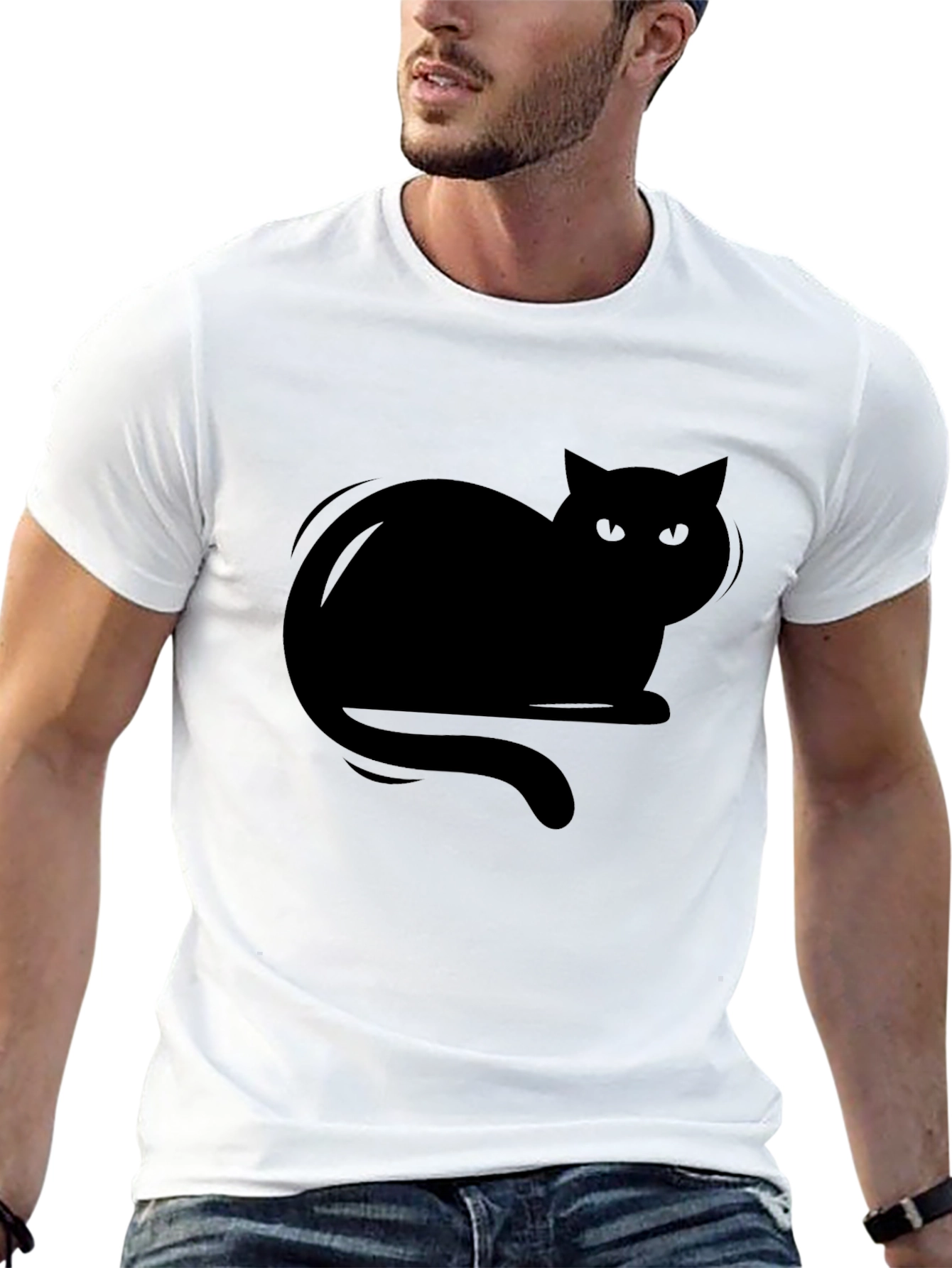 Black Cat Graphic T-Shirt - Mens Casual Tee