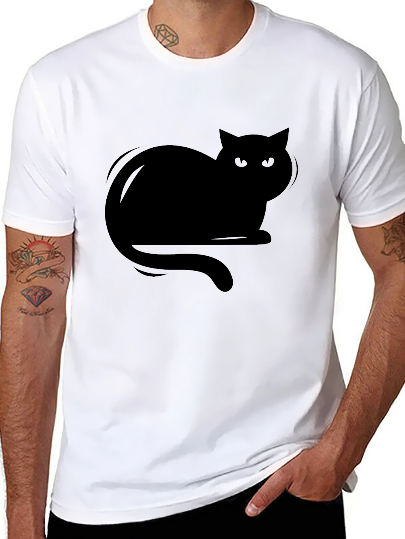 Black Cat Graphic T-Shirt - Mens Casual Tee