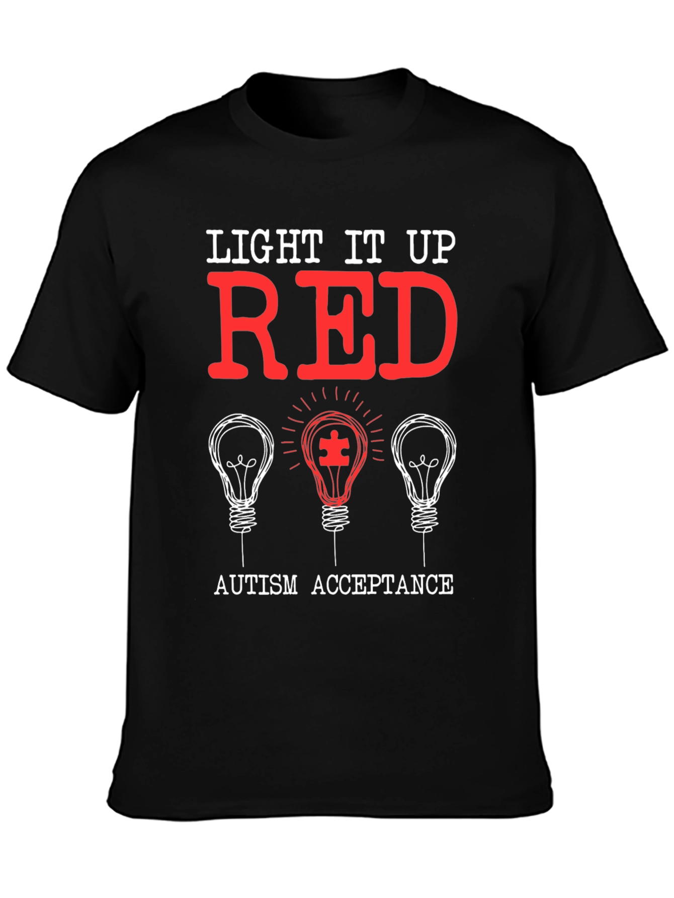 Autism Acceptance T-Shirt - Light It Up Red
