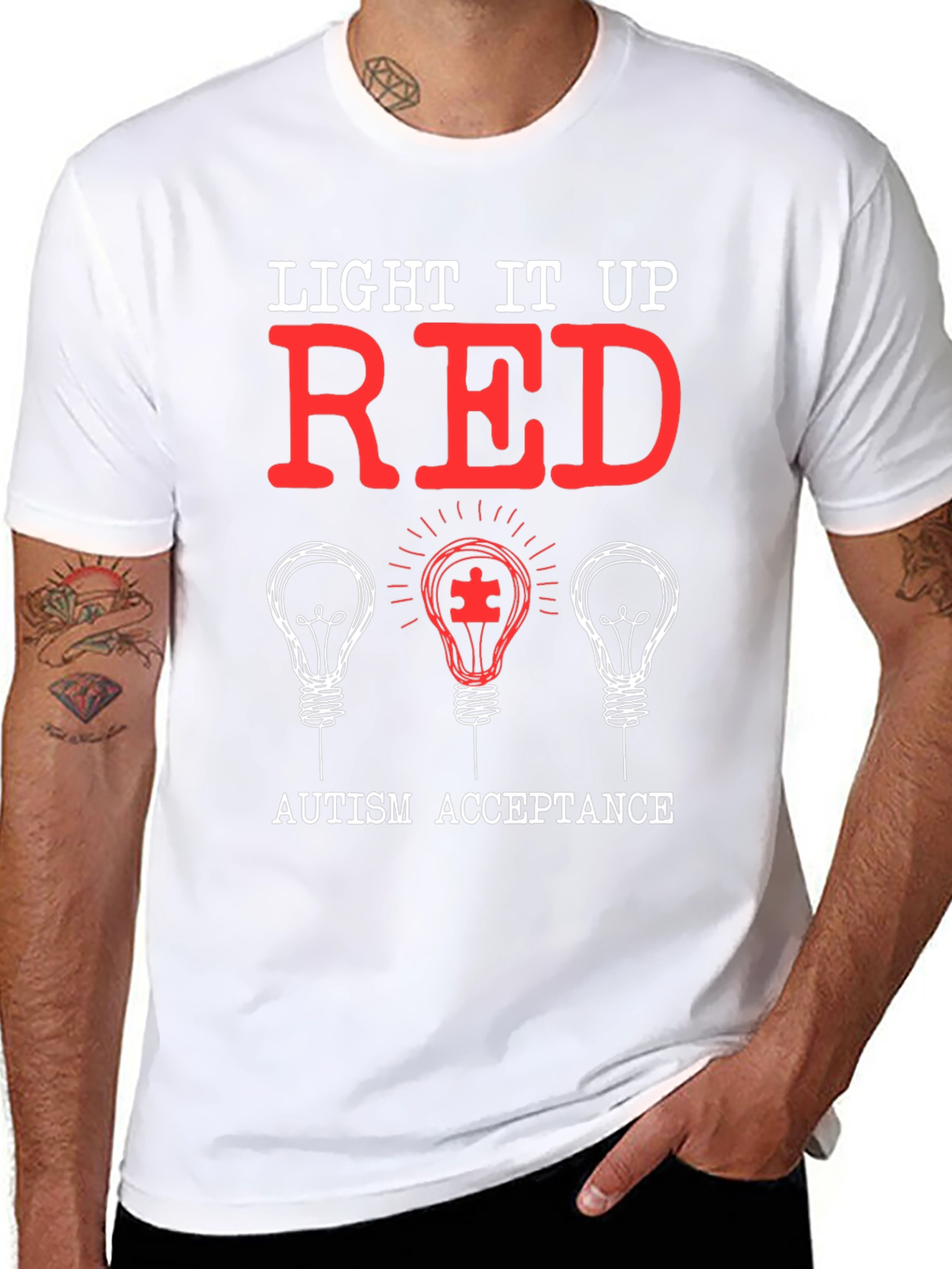 Autism Acceptance T-Shirt - Light It Up Red