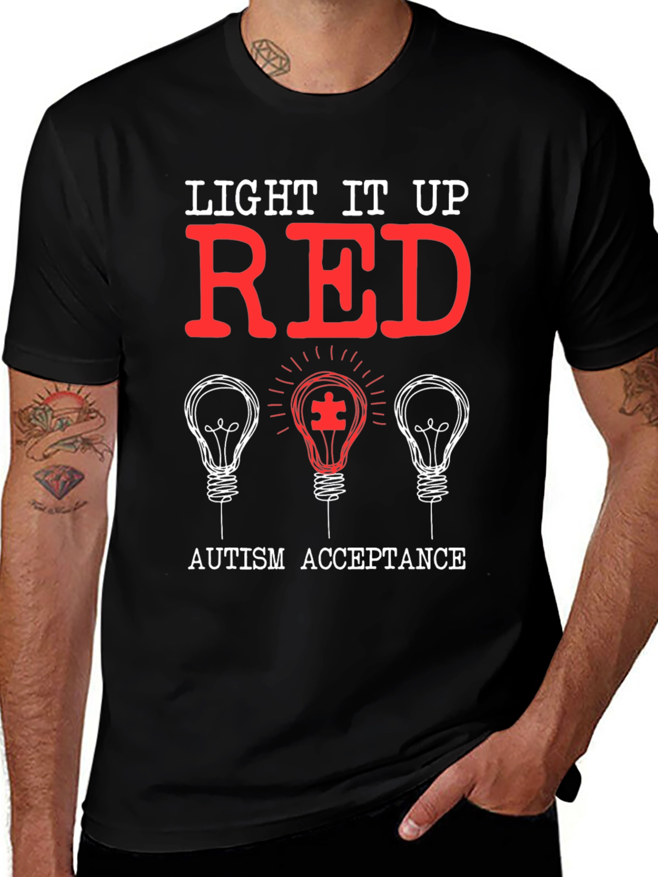 Autism Acceptance T-Shirt - Light It Up Red