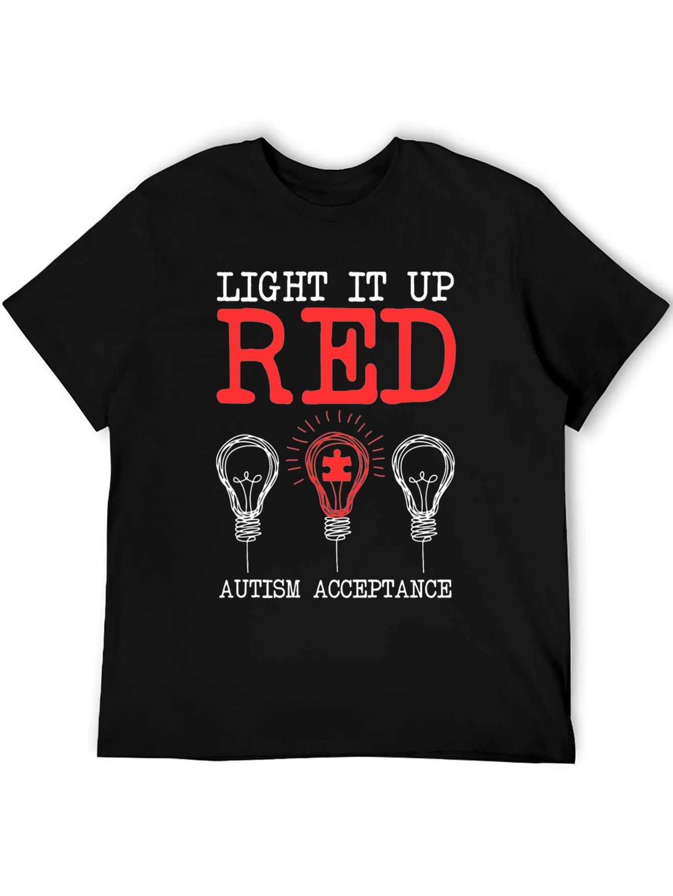 Autism Acceptance T-Shirt - Light It Up Red