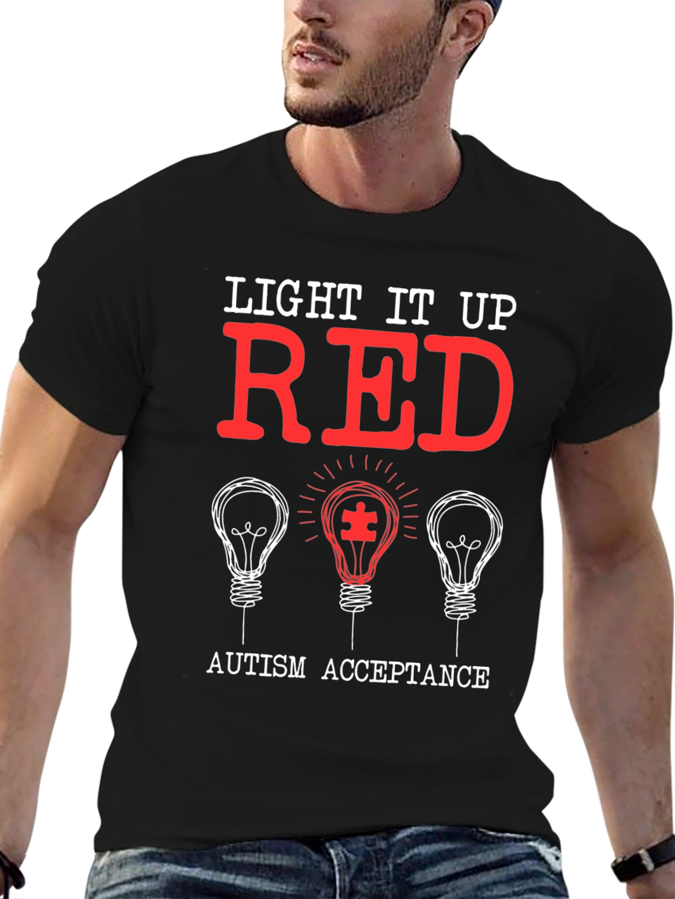 Autism Acceptance T-Shirt - Light It Up Red