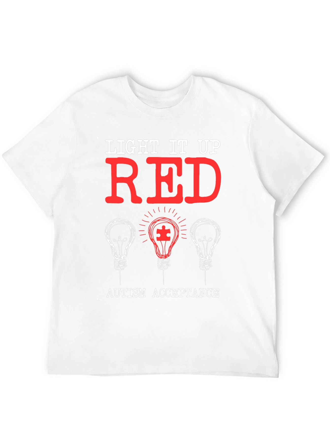 Autism Acceptance T-Shirt - Light It Up Red