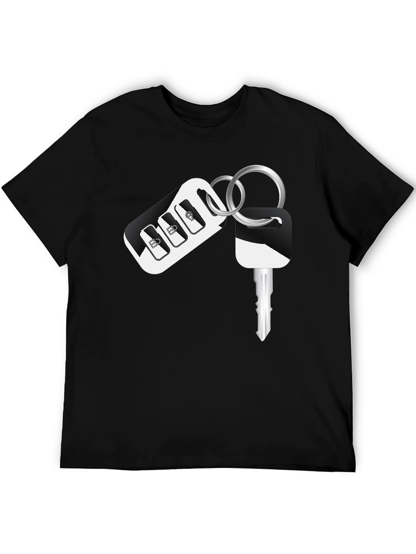 Car Key Graphic Black T-Shirt