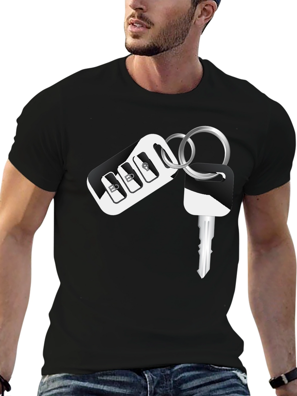 Car Key Graphic Black T-Shirt