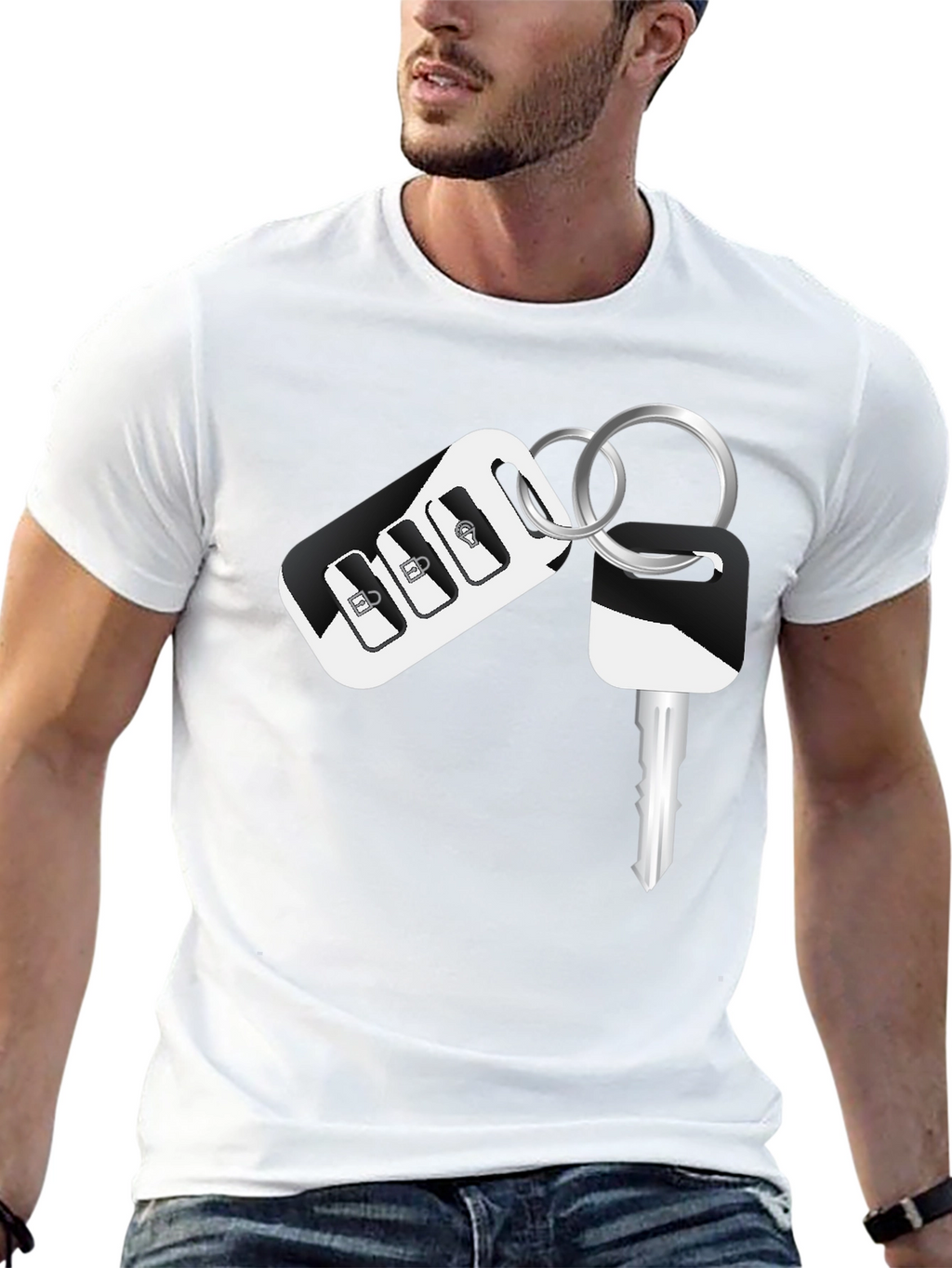 Car Key Graphic Black T-Shirt
