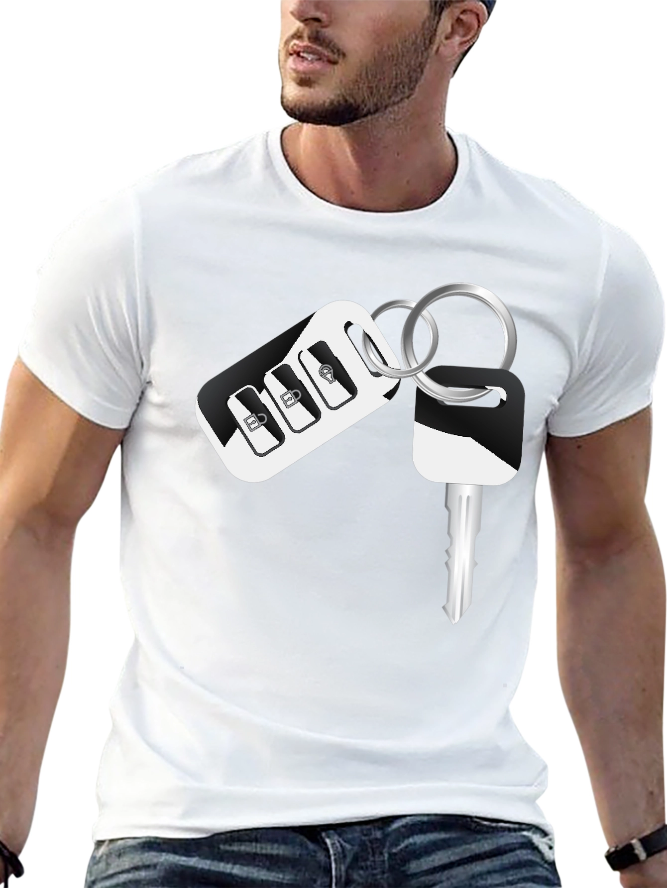 Car Key Graphic Black T-Shirt
