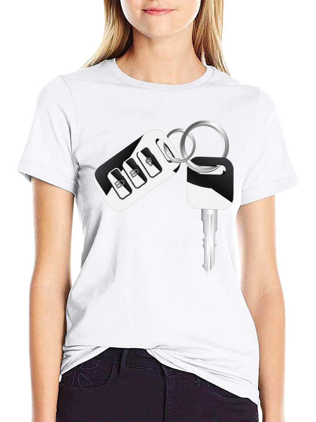 Car Key Graphic Black T-Shirt