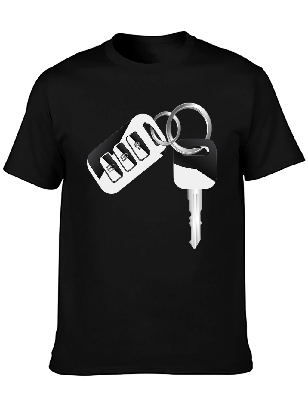 Car Key Graphic Black T-Shirt
