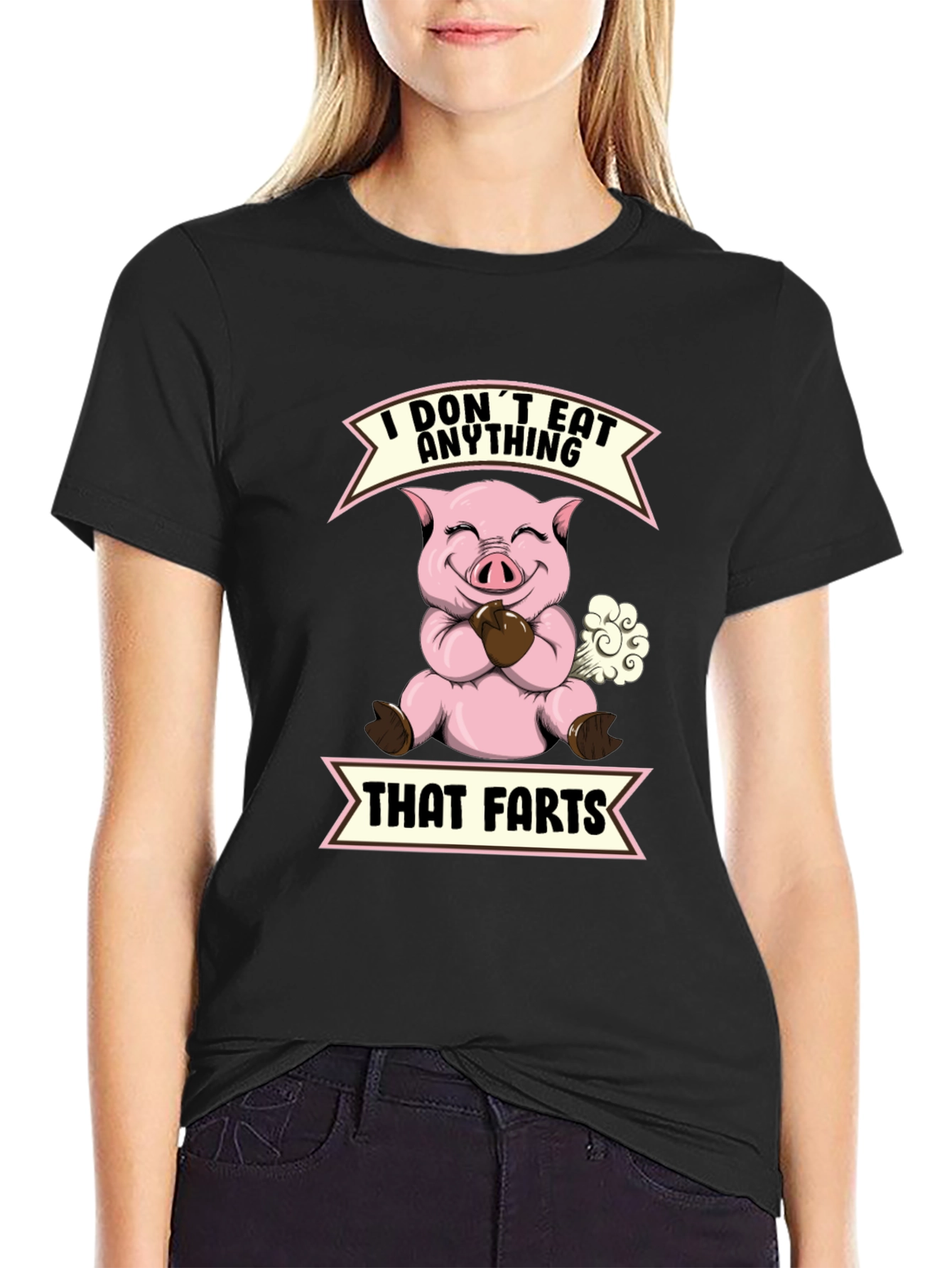 Funny Vegan I Dont Eat Anything That Farts Pig T-Shirt