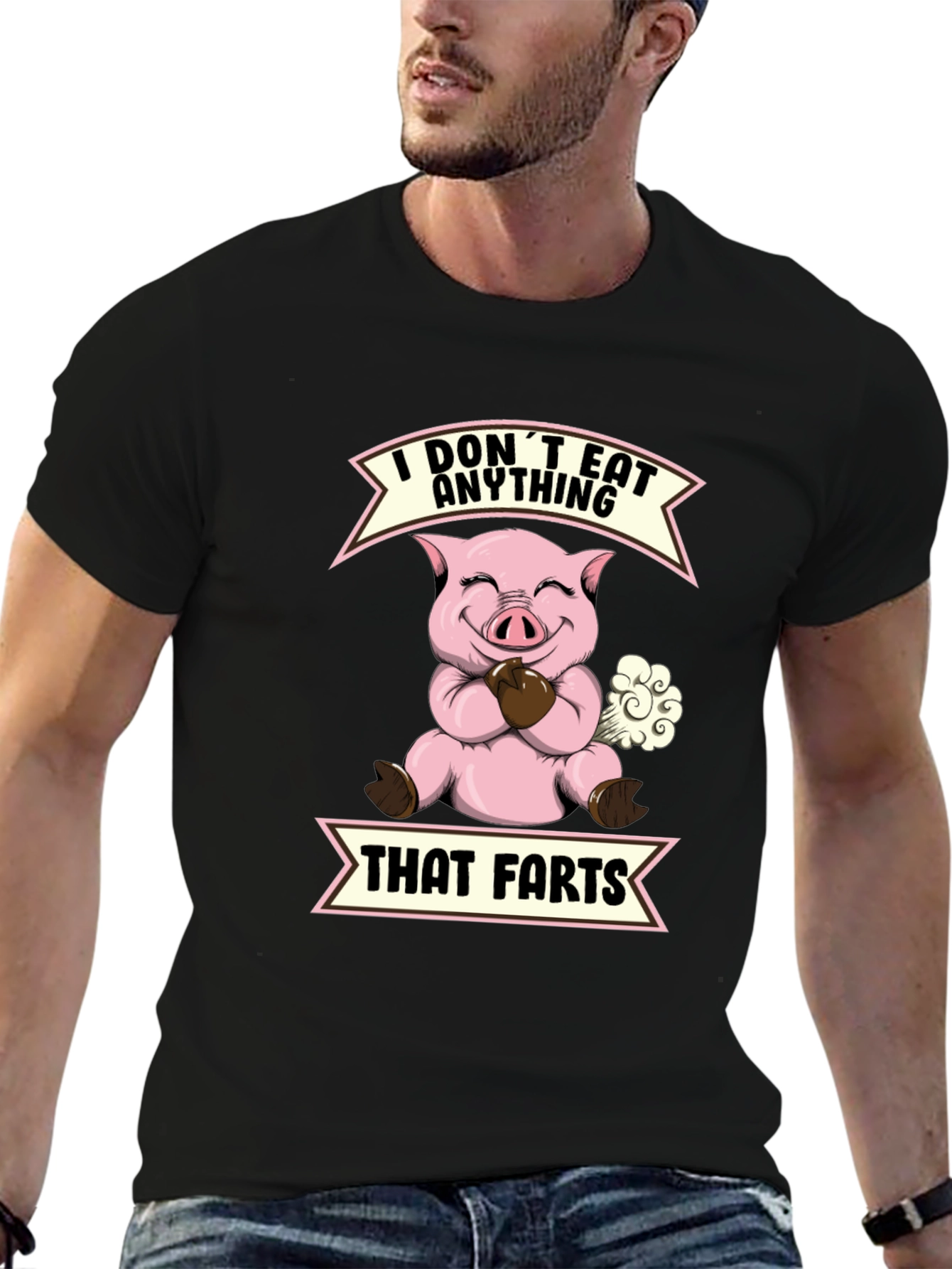 Funny Vegan I Dont Eat Anything That Farts Pig T-Shirt