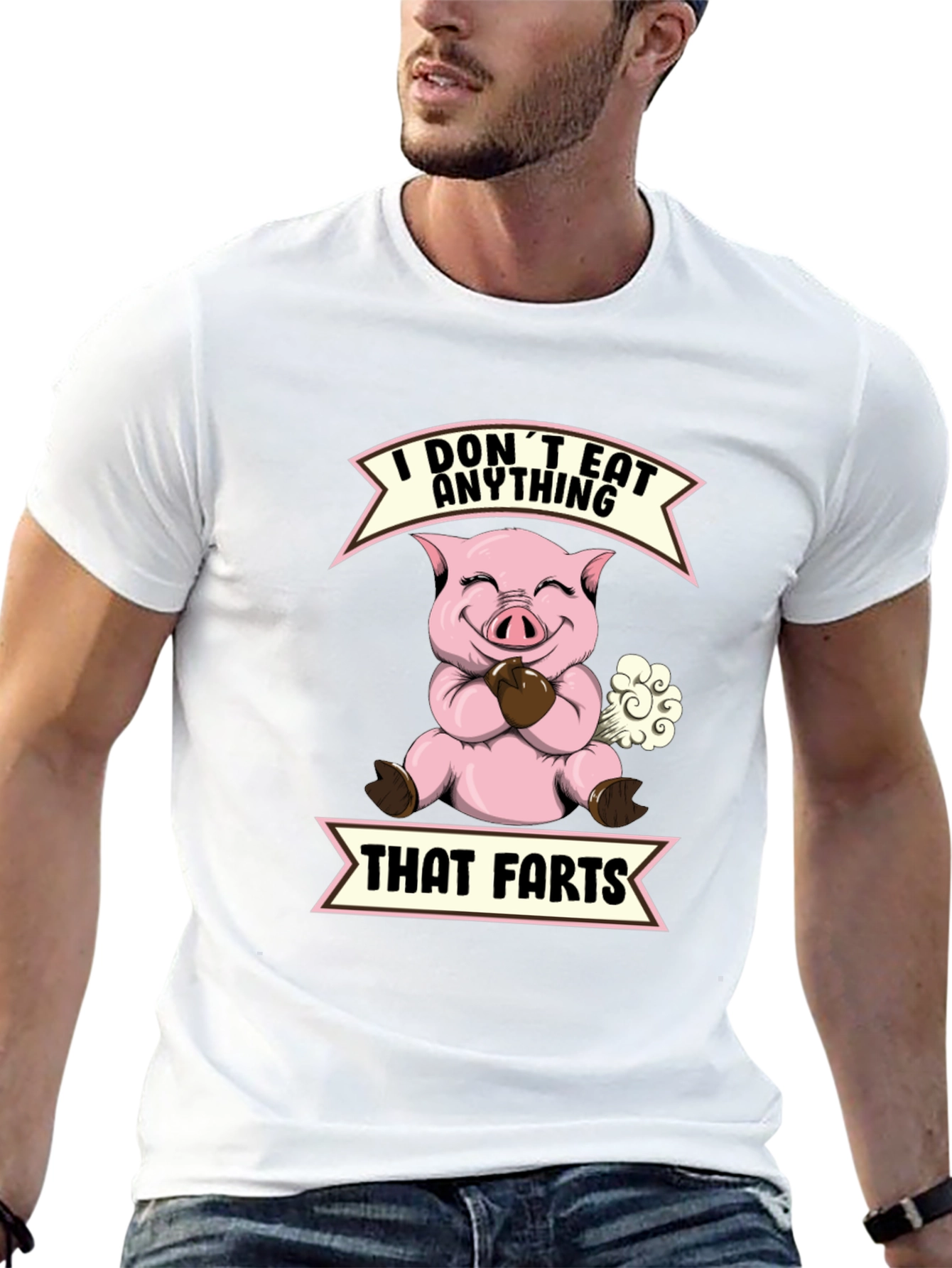 Funny Vegan I Dont Eat Anything That Farts Pig T-Shirt