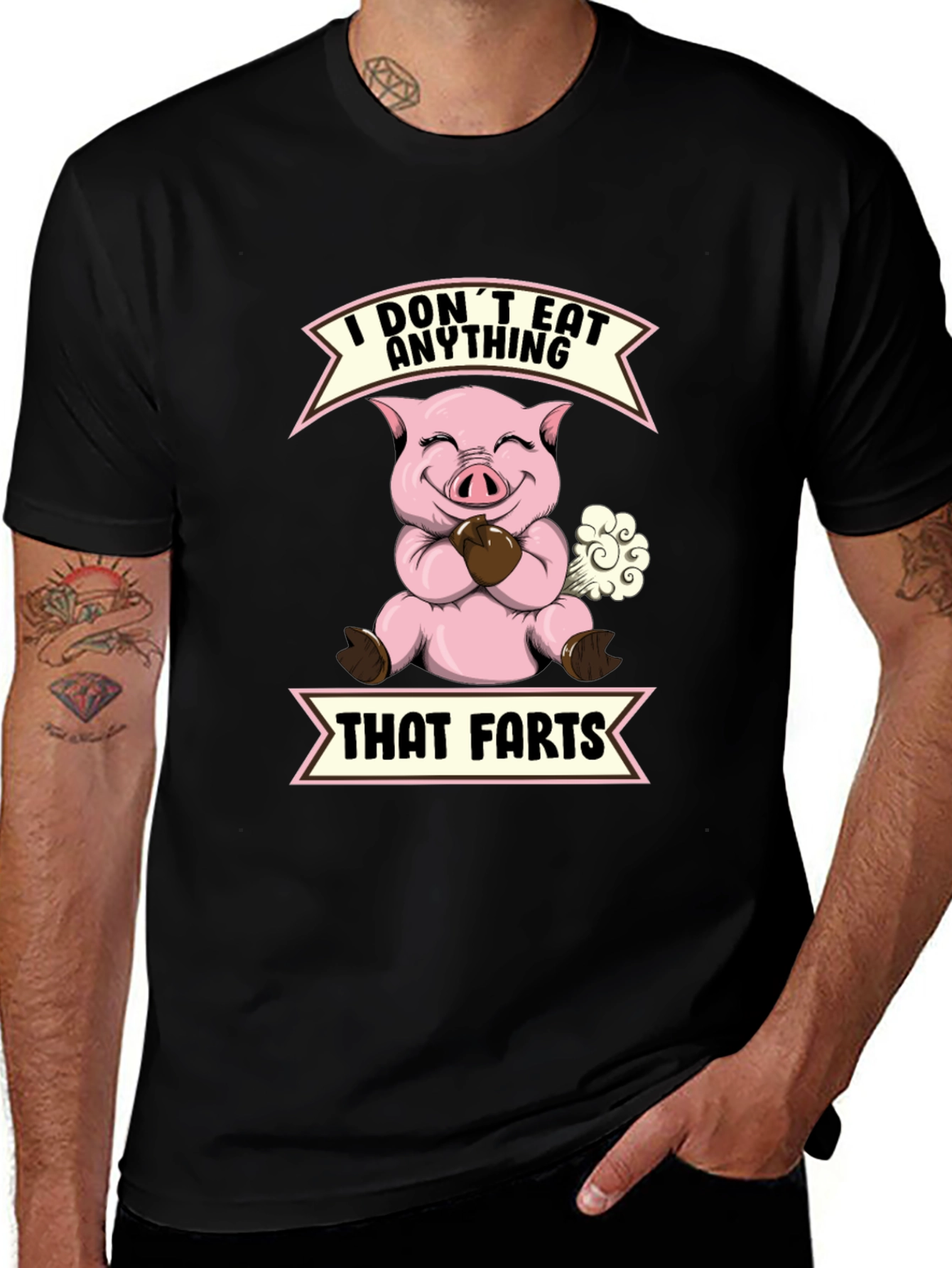 Funny Vegan I Dont Eat Anything That Farts Pig T-Shirt