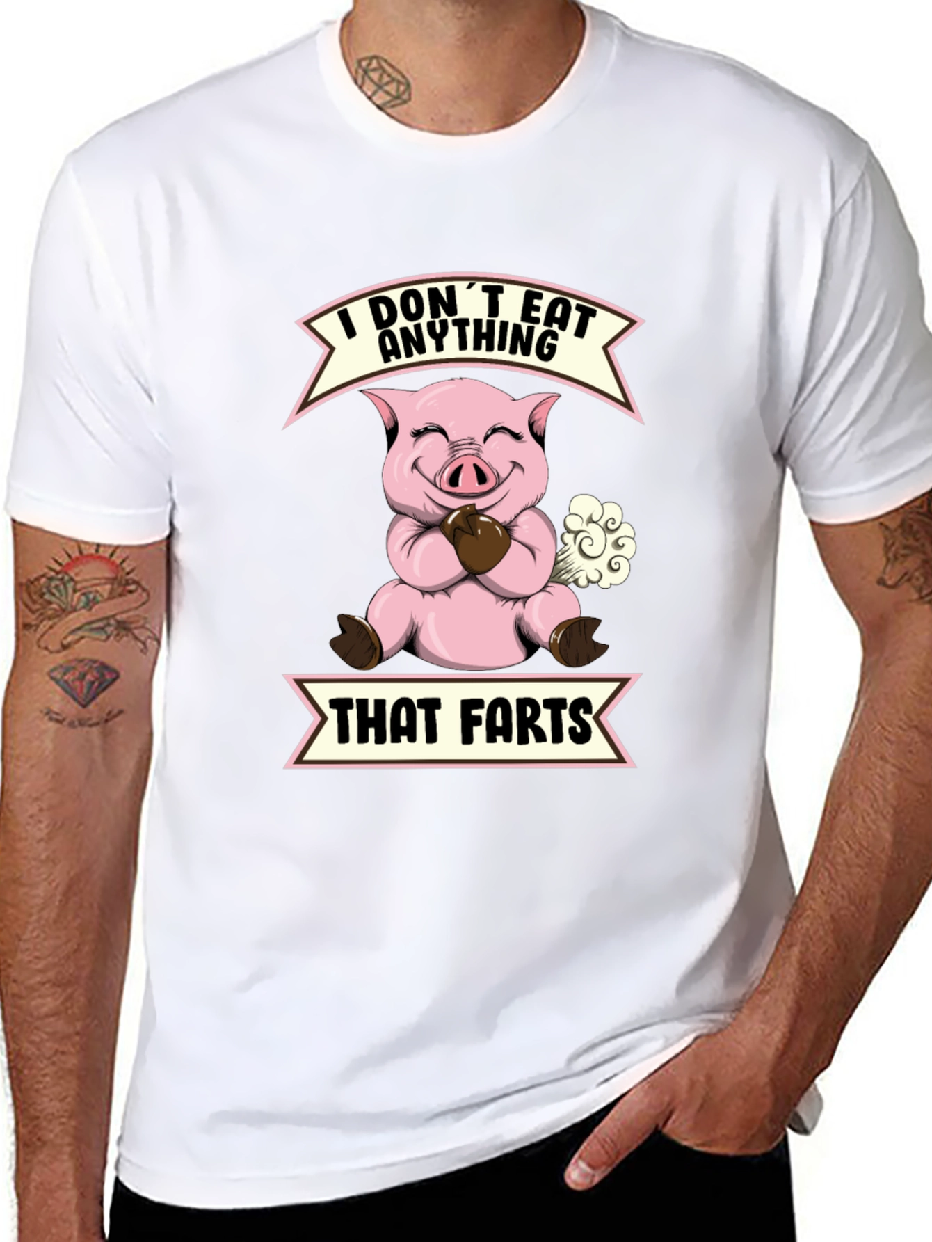 Funny Vegan I Dont Eat Anything That Farts Pig T-Shirt