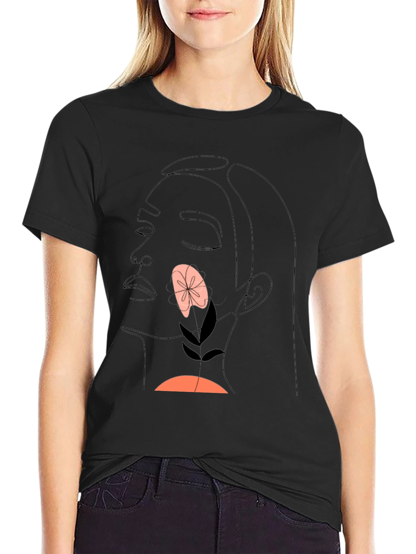 Abstract Face T-Shirt - Minimalist Line Art