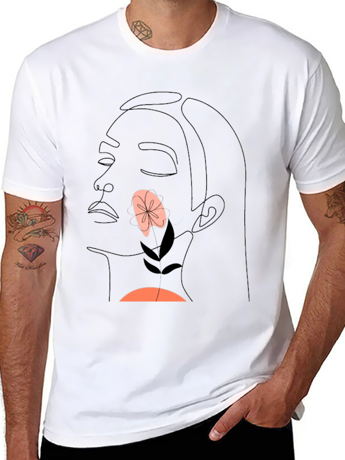 Abstract Face T-Shirt - Minimalist Line Art