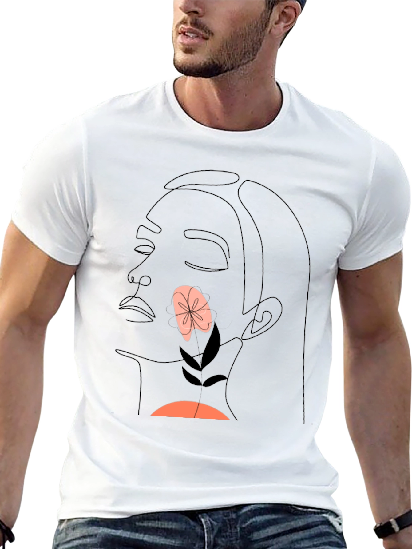 Abstract Face T-Shirt - Minimalist Line Art