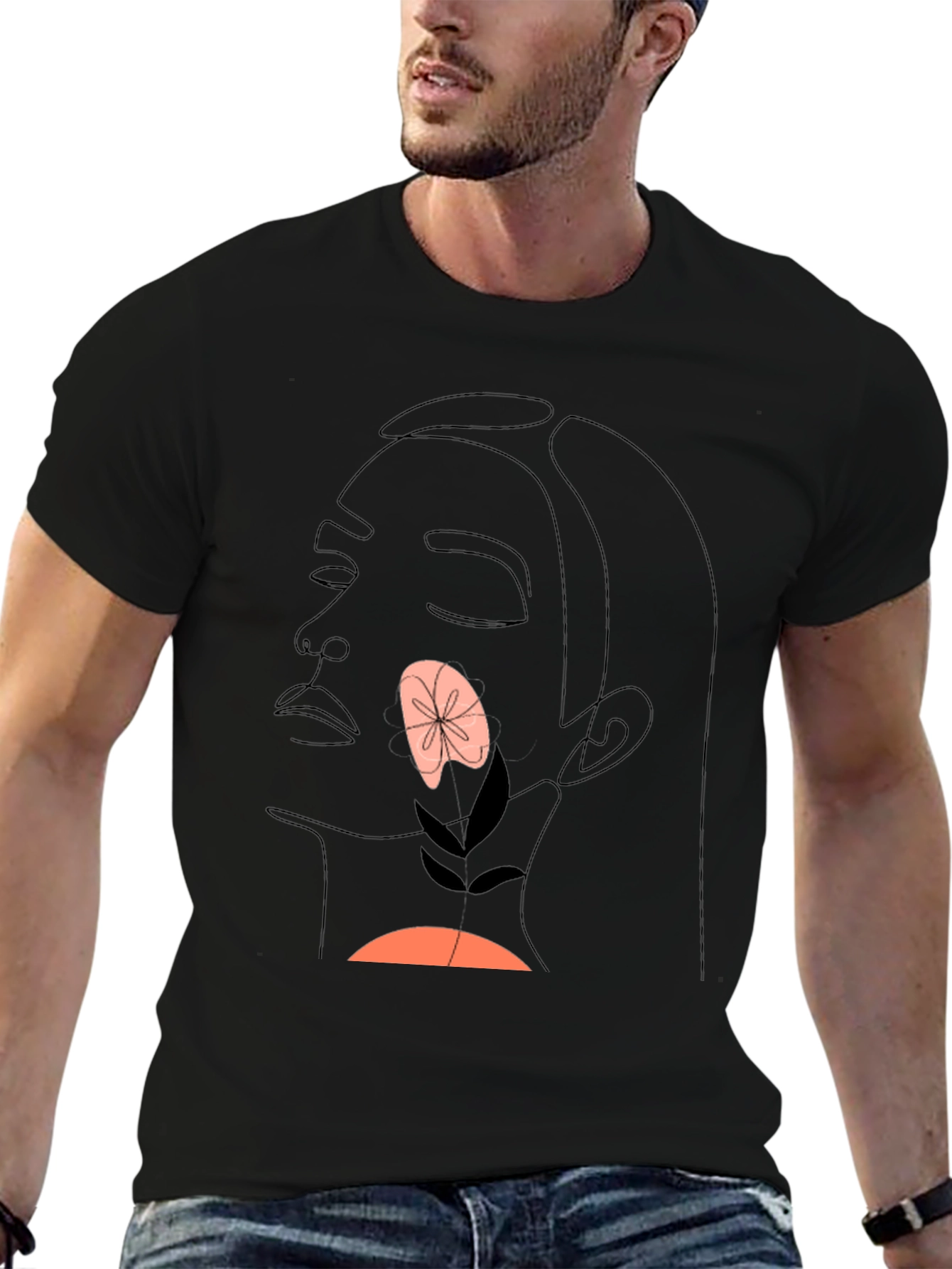 Abstract Face T-Shirt - Minimalist Line Art