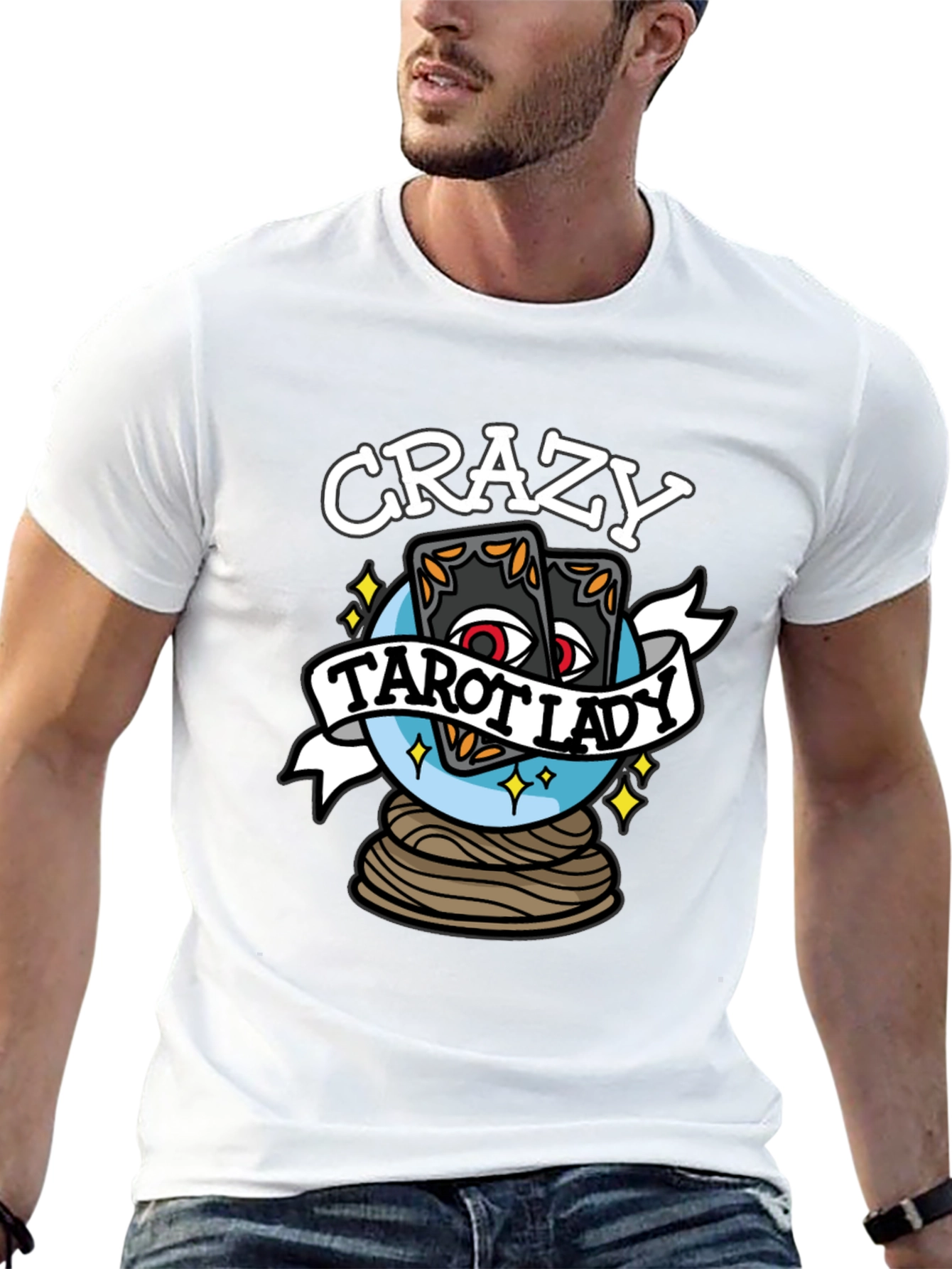 Crazy Tarot Lady Graphic T-Shirt - Unique Design