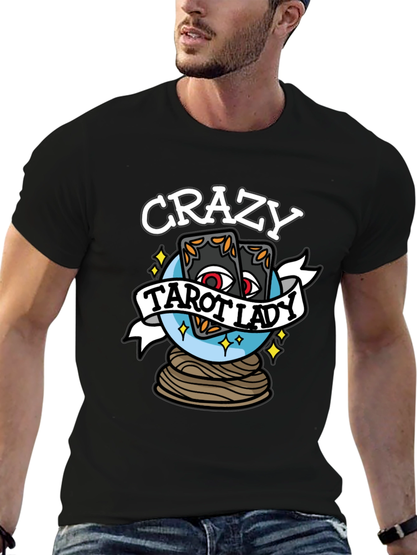 Crazy Tarot Lady Graphic T-Shirt - Unique Design