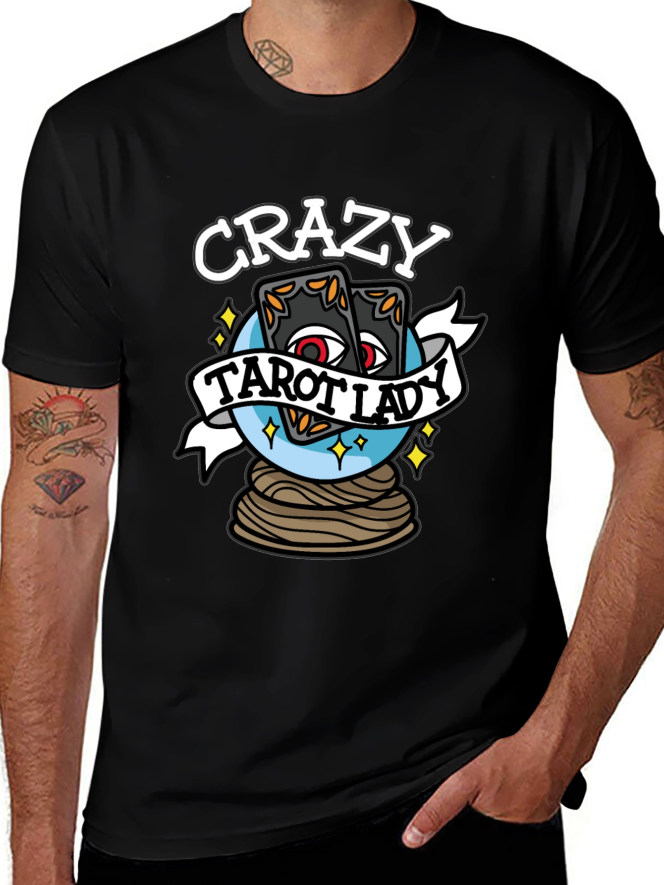 Crazy Tarot Lady Graphic T-Shirt - Unique Design