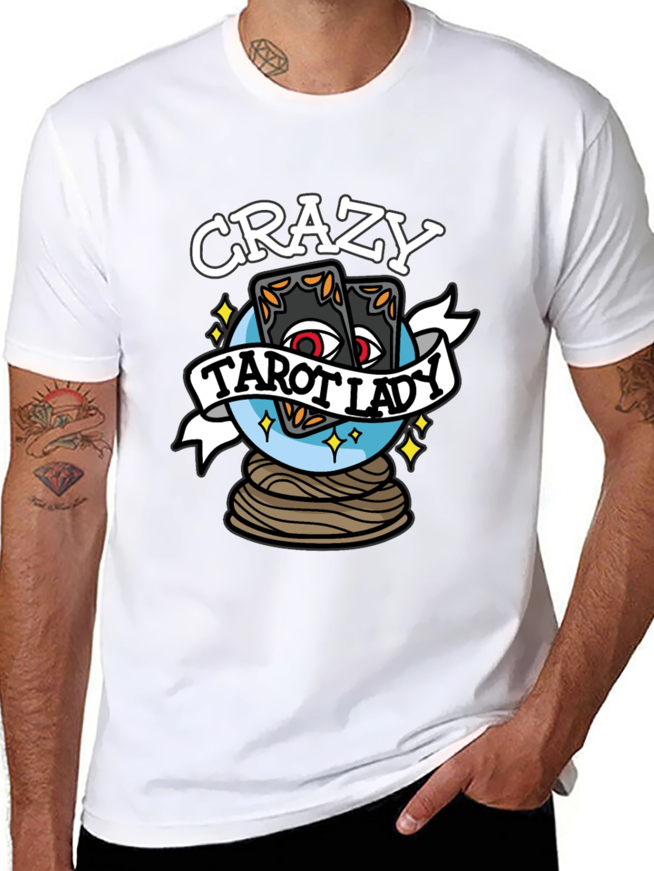 Crazy Tarot Lady Graphic T-Shirt - Unique Design