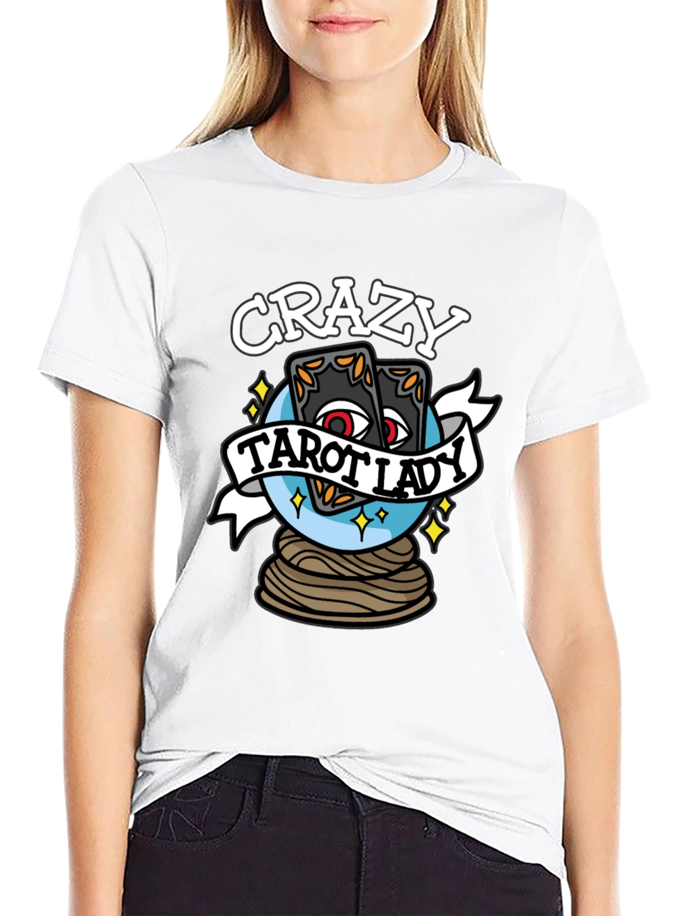 Crazy Tarot Lady Graphic T-Shirt - Unique Design