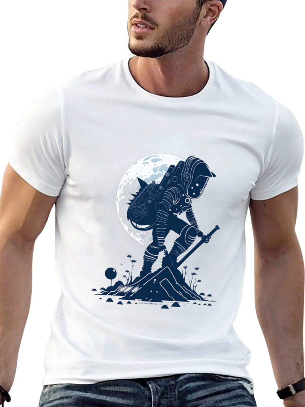 Astronaut Moon T-Shirt - Sci-Fi Graphic Tee