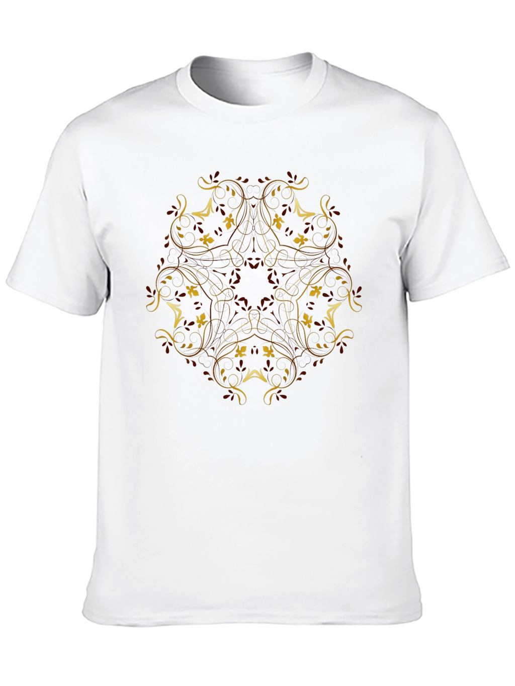Elegant Floral Print Black T-Shirt