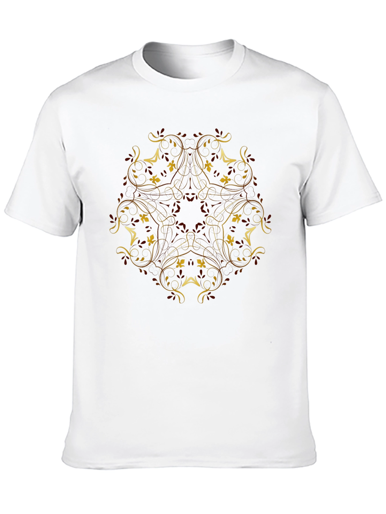 Elegant Floral Print Black T-Shirt