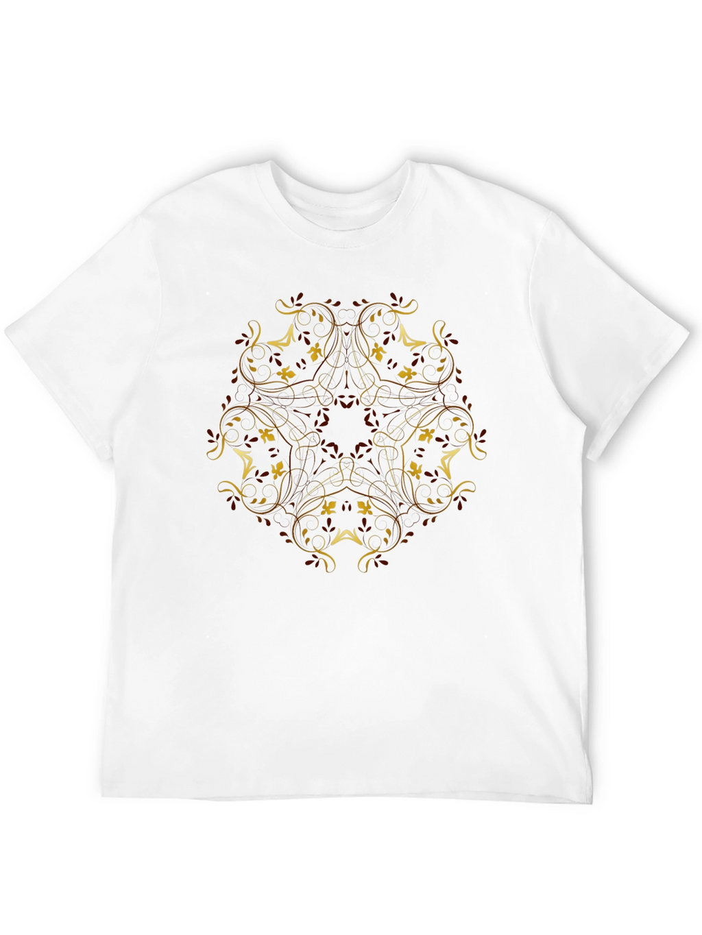 Elegant Floral Print Black T-Shirt