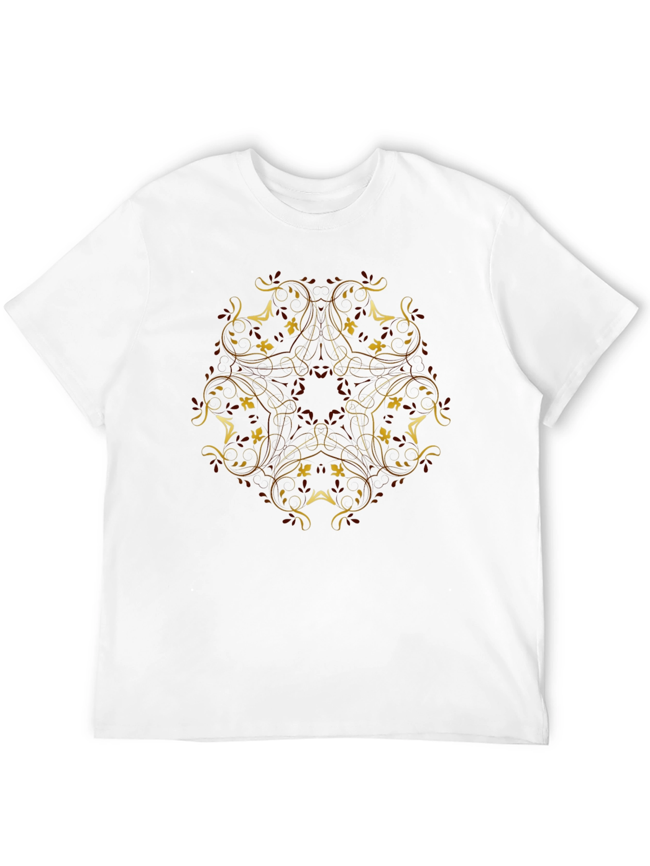 Elegant Floral Print Black T-Shirt