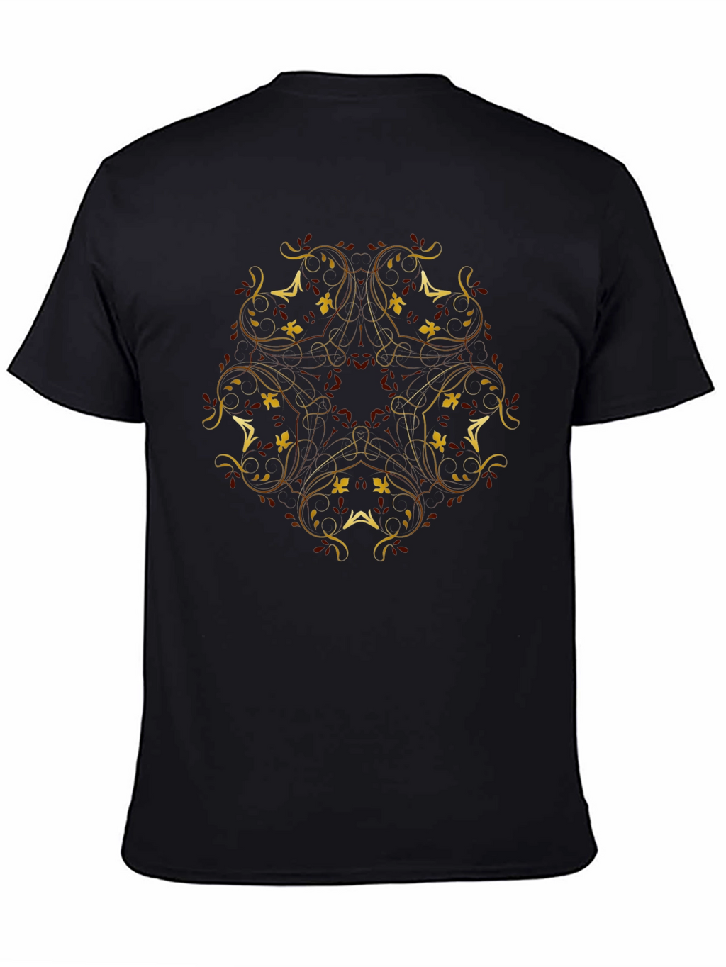 Elegant Floral Print Black T-Shirt