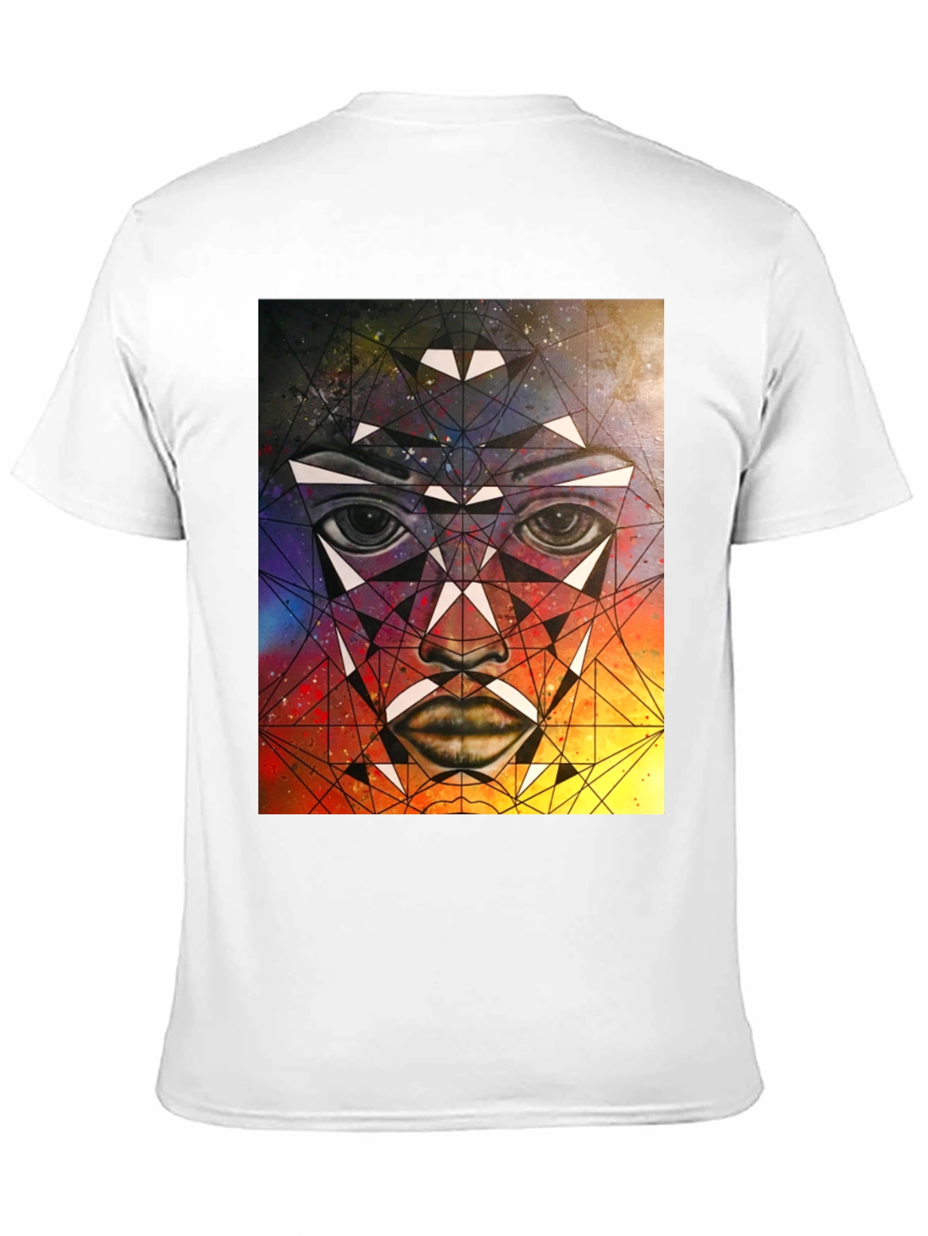 Geometric Face Graphic T-Shirt - Abstract Art Tee