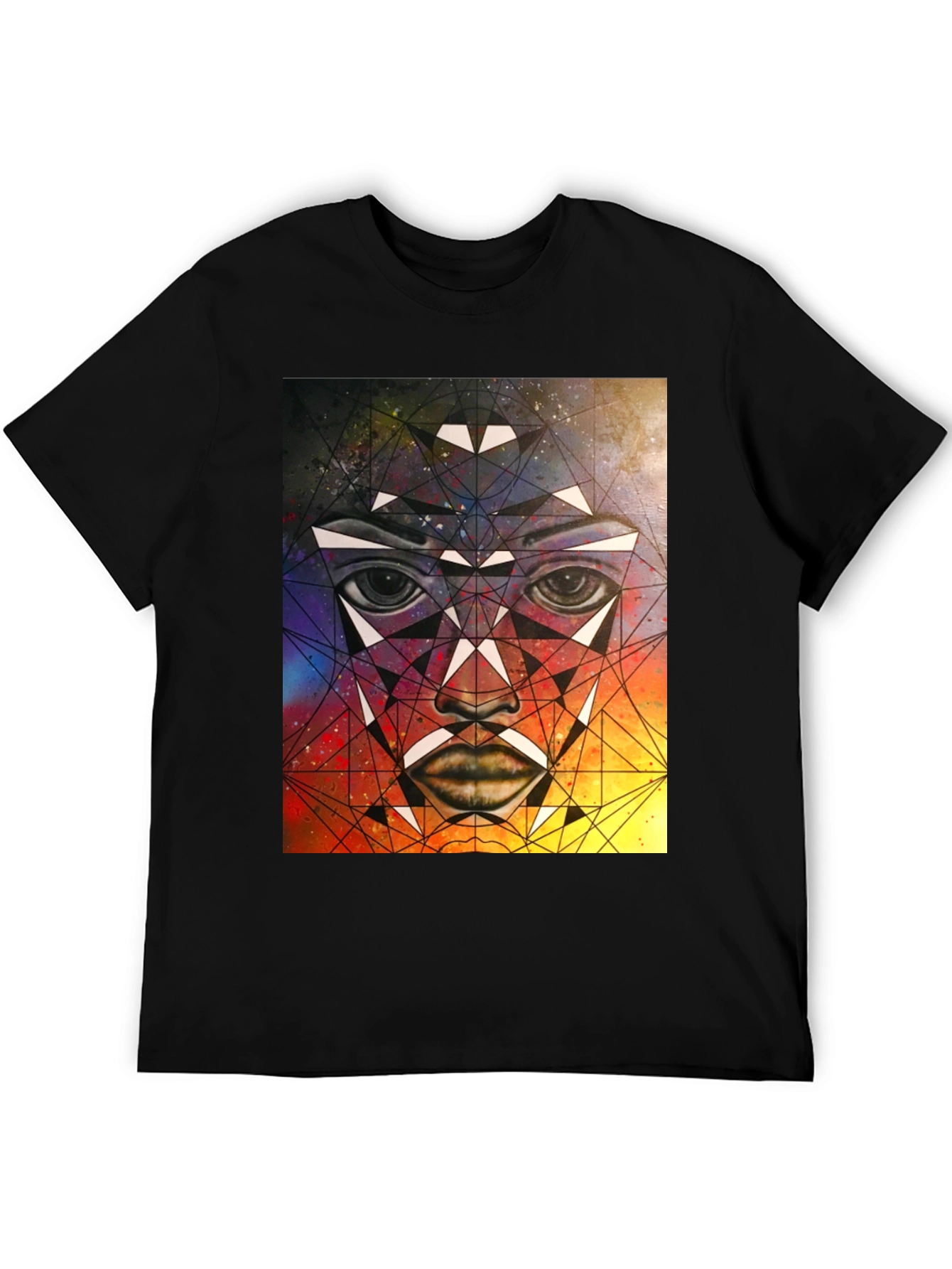 Geometric Face Graphic T-Shirt - Abstract Art Tee