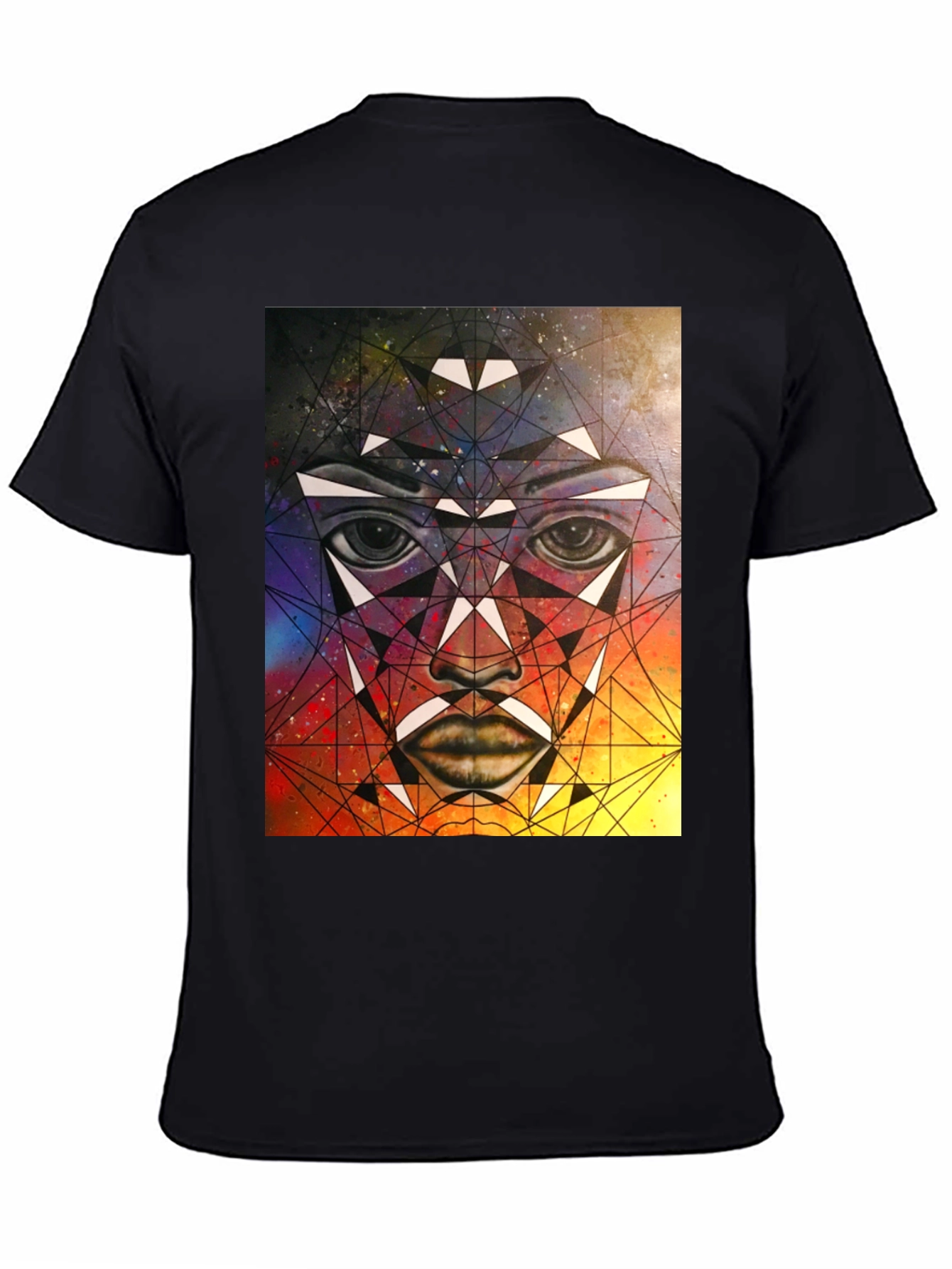 Geometric Face Graphic T-Shirt - Abstract Art Tee
