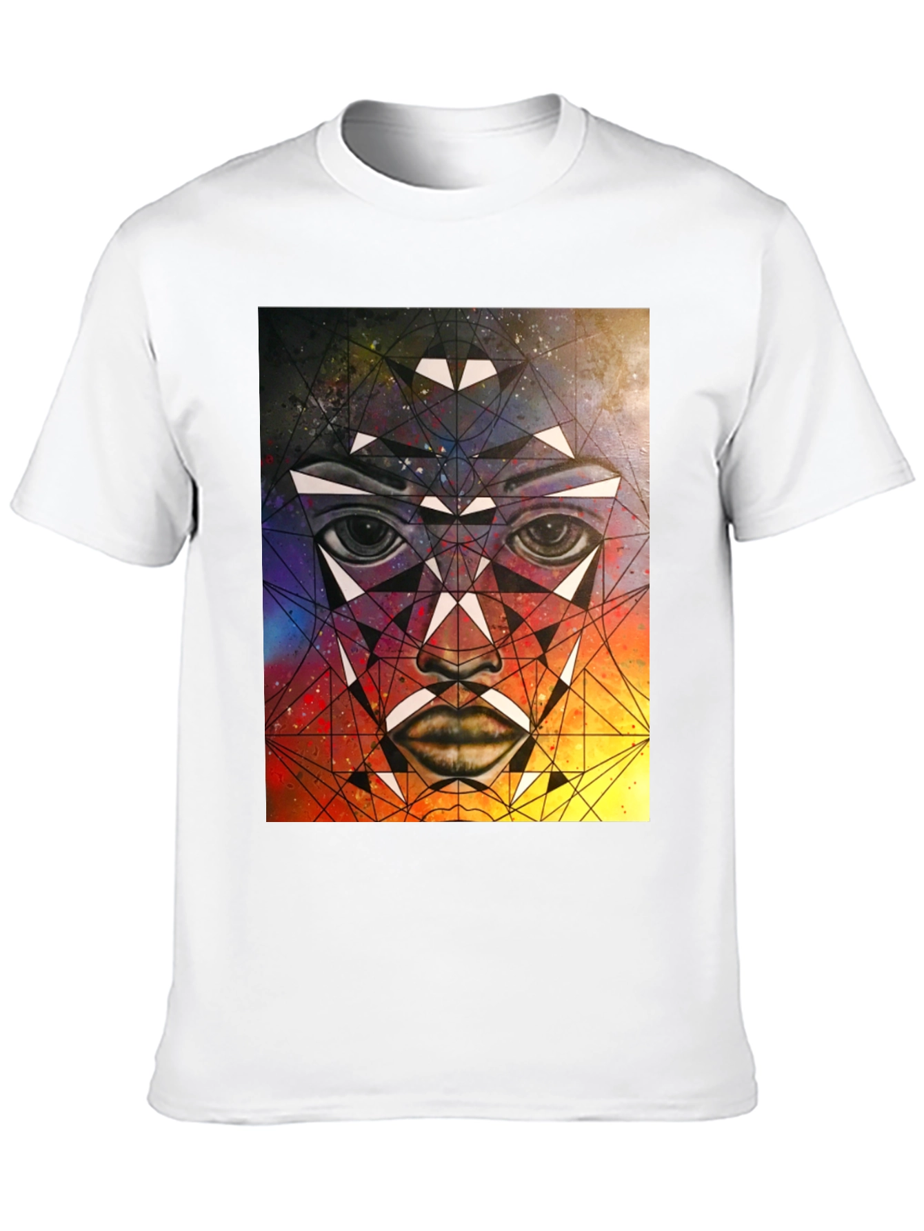 Geometric Face Graphic T-Shirt - Abstract Art Tee