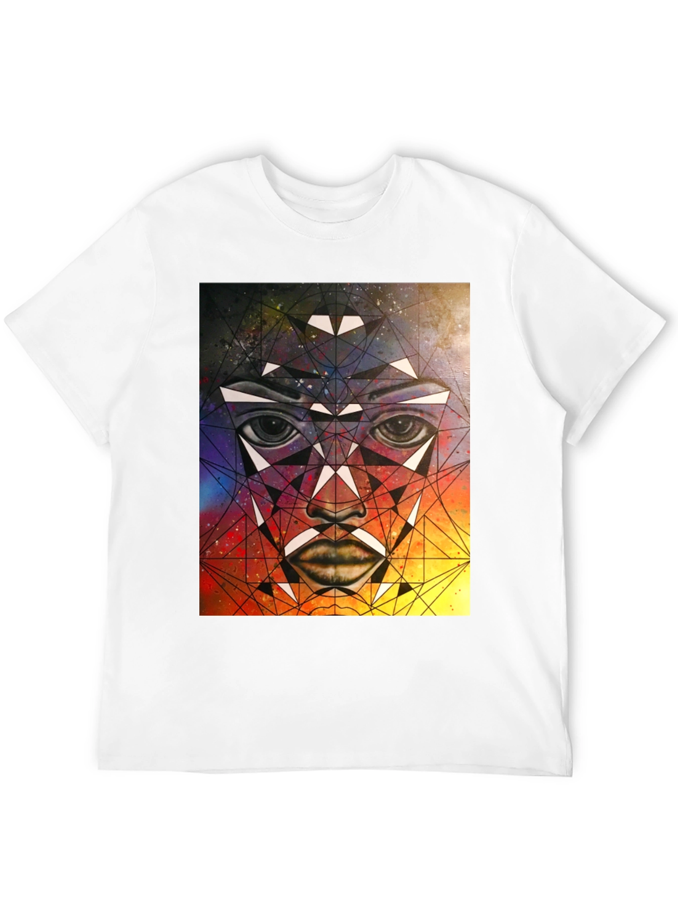 Geometric Face Graphic T-Shirt - Abstract Art Tee