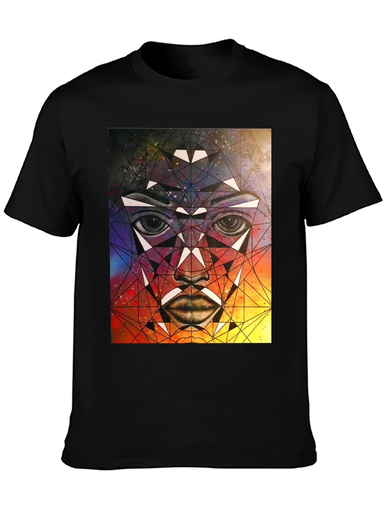 Geometric Face Graphic T-Shirt - Abstract Art Tee